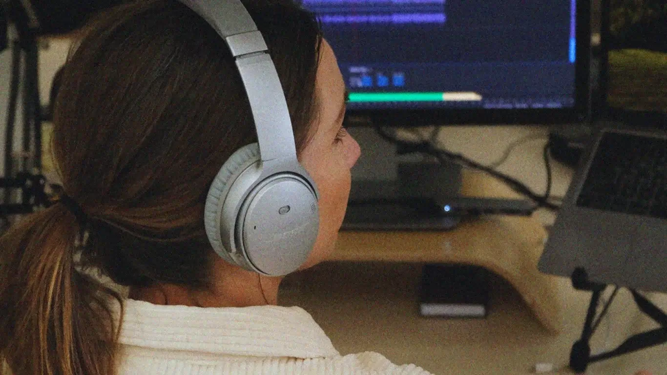 Podcaster using editing software